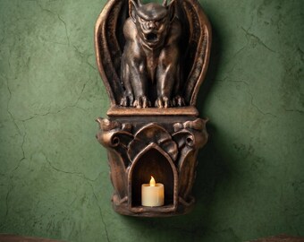 Painted 3d gargoyle tea light incense cone holder / 3d printed tabletop holder gothic decor accessories