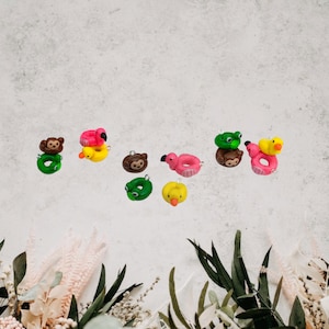 Kawaii summer beach floatie flamingo charms / polymer clay animal charms / animal floatie charms / animal floaty charms frog duck monkey