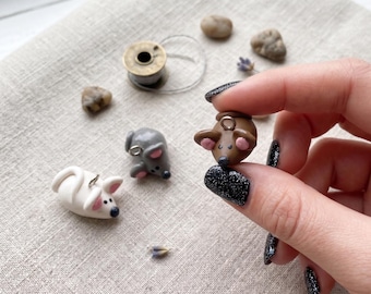 Kawaii mouse charms / polymer clay mouse charms / kawaii animal charms / kawaii mouse jewelry