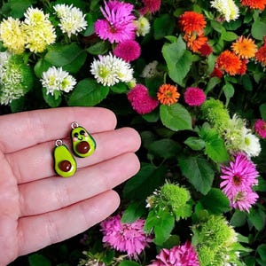 Polymer clay avocado charms / cute kawaii clay avocado food charms jewelry stitch marker progress keeper notions