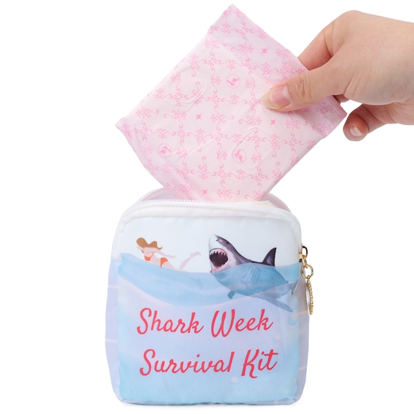 Primo Lines Period Bag Shark Week Tampon Storage - Waterproof Tampon Holder for Purse -Cute Period Bag for Teen Girls