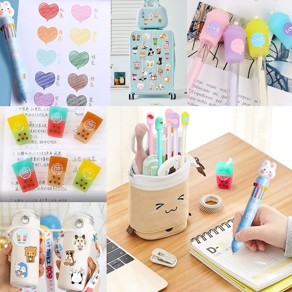 Kawaii Pencil Case With Boba Smile Face Telescopic Standing Pencil