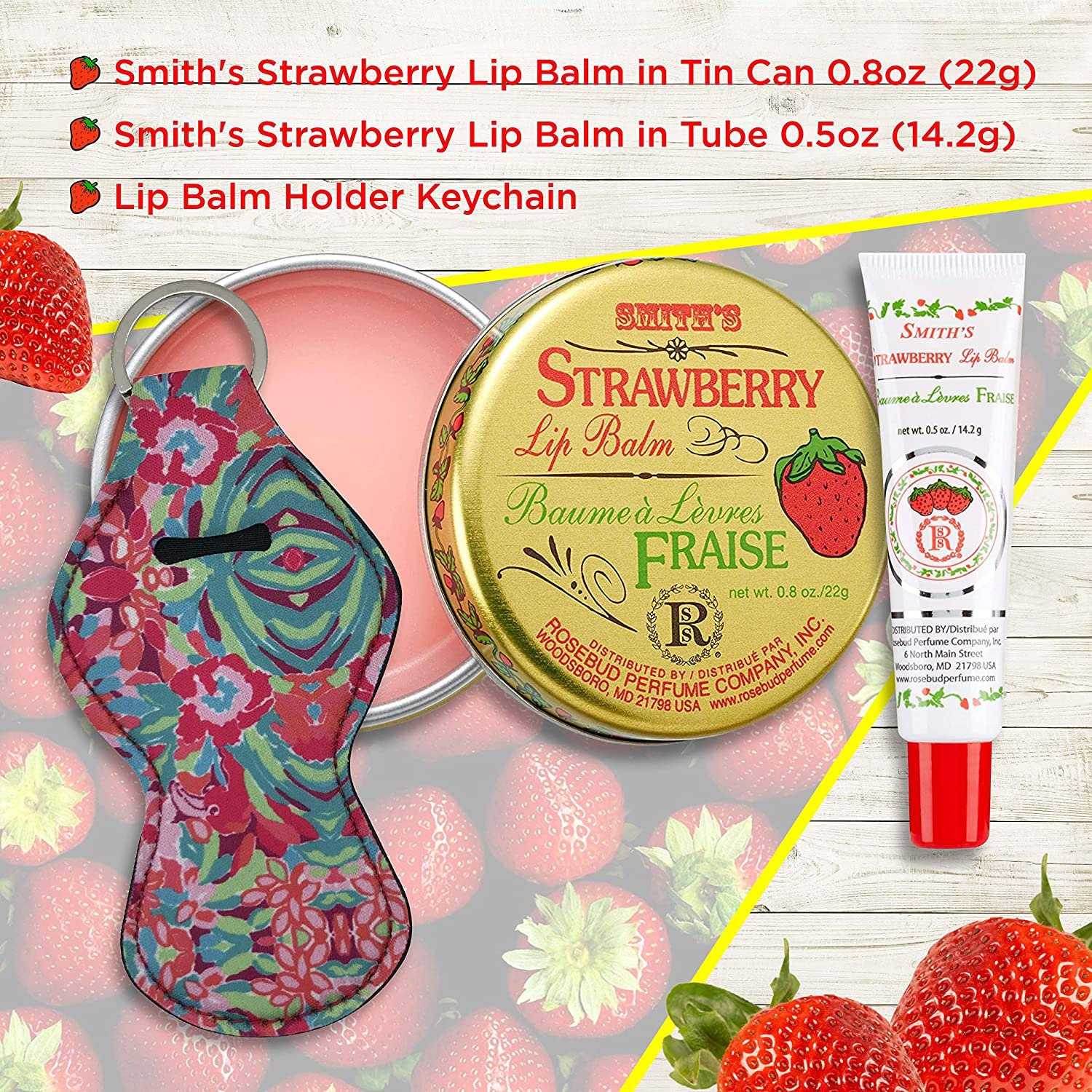 Smiths Strawberry Lip Balm in Tin Can 0.8oz 22g pic
