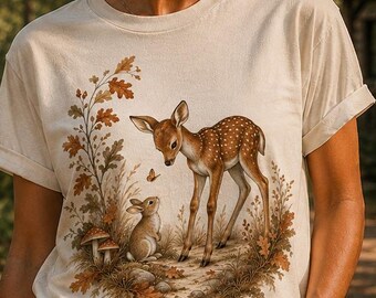 Bambi Inspired Shirt, Woodland Deer Tee, Disney Adult Shirt, Cottagecore T Shirt, Vintage Forest Animal Tee, Nature Lover Gift