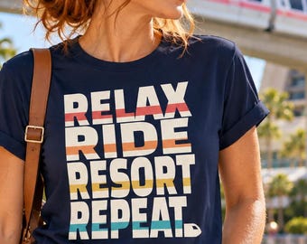 Disney Monorail Shirt, Relax Ride Resort Repeat Tee, Disney World Transportation Shirt, Disney Adult Shirt, Retro Disney Parks Tee
