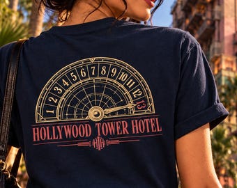 Tower of Terror Shirt, Hollywood Tower Hotel Tee, Disney Adult Shirt, Twilight Zone Ride, Art Deco Elevator Graphic, Front Back Print