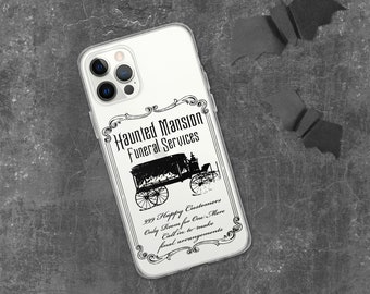 Haunted Mansion Funeral Services Black Print iPhone 11 12 13 14 Pro Max Case Disney Magic Kingdom Park Ride