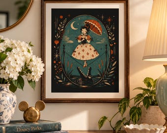 Haunted Mansion Art Print, Sally Slater Tightrope Walker, Whimsigoth Disney Inspired Wall Art, Folk Art Gothic Decor