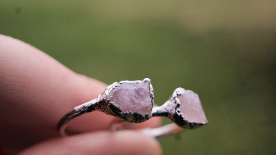 raw rose quartz engagement ring