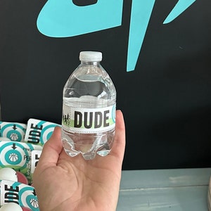 Dude Party Water Bottle Flip Label| Mini Water Bottle and Standard Size | Water Bottle Flip Competition | Dude  Party Supplies