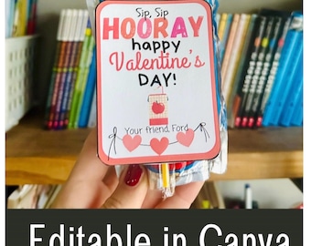 San Valentín fácil para la clase / San Valentín en Juicebox / Sip Sip Hooray / Capri Sun imprimible / Descargable / San Valentín editable con jugo / San Valentín para preescolar