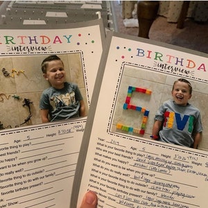 Birthday Interview| Birthday Questionnaire| Birthday Printable with Photo Place| Instant Download| memories box printable