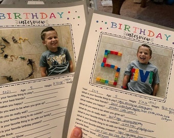 Birthday Interview| Birthday Questionnaire| Birthday Printable with Photo Place| Instant Download| memories box printable