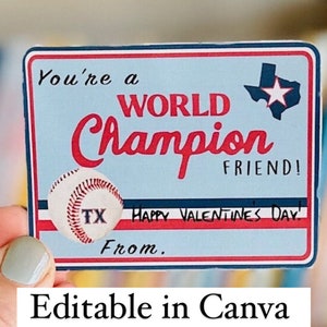 Texas Rangers Valentinstag Printable | World Series Valentinskarte |Valentinstag Karte Baseball| Grundschulklasse Party | Champion Freund