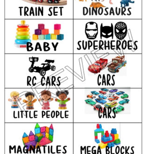 Toy Bin Labels With Pictures (30 of them)