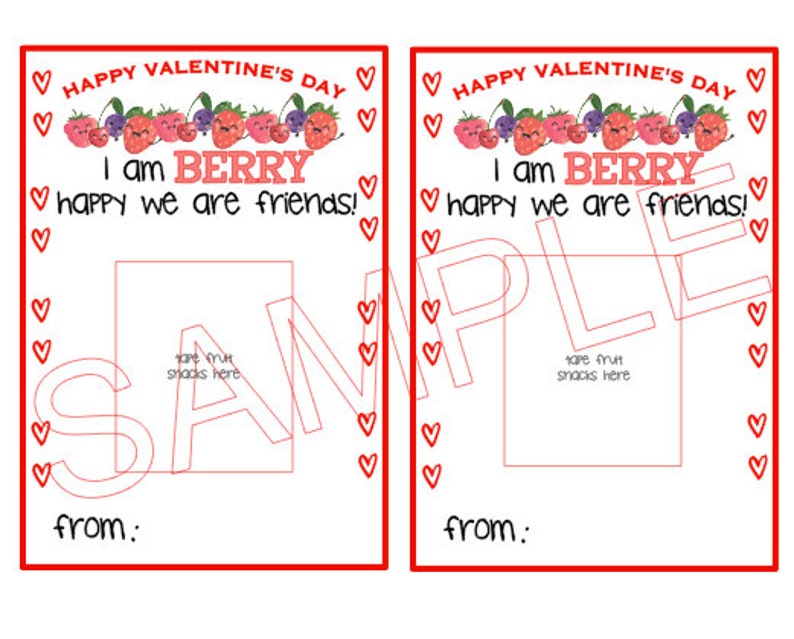 Fruit Snack Valentine's Day Printable Vday Printable - Etsy