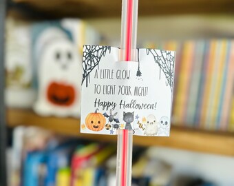 Regalo de Halloween sin dulces / Regalo de Halloween Glow Stick / Regalo de Halloween Light the Night / Halloween imprimible / Regalo de clase de Halloween