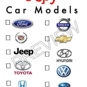 I Spy Car Model Printable | Road Trip Activity | Busy Activity | Kids Car Activity