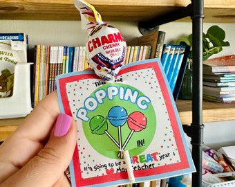 Thanks for Popping In Class Blow Pop Gift | Blow Pop Class Gift | First Day of School Gift from Teacher Digital Download | Meet the Teacher