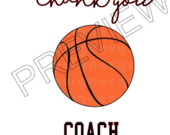Tarjeta de entrenador de baloncesto de agradecimiento / Imprimible / Descarga instantánea