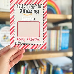 Tarjeta de regalo increíble para maestros/Tarjeta de regalo de Amazon para regalo de Navidad/Imprimible de Navidad para maestros/Regalo de vacaciones para maestros