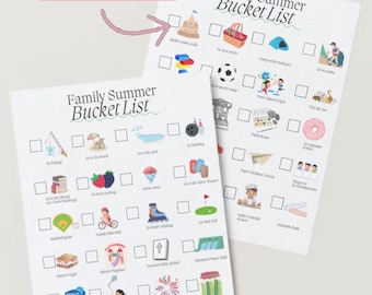 Lista visual de deseos de verano / Lista de deseos para niños con imágenes / Diversión familiar de verano para niños pequeños I Editable imprimible / Plantilla de descarga digital