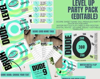 Plantilla imprimible de juegos para fiestas de chicos / Cumpleaños de niño / Truco con Pringles / Tarjeta de puntuación / Fiesta de trucos / Descarga digital