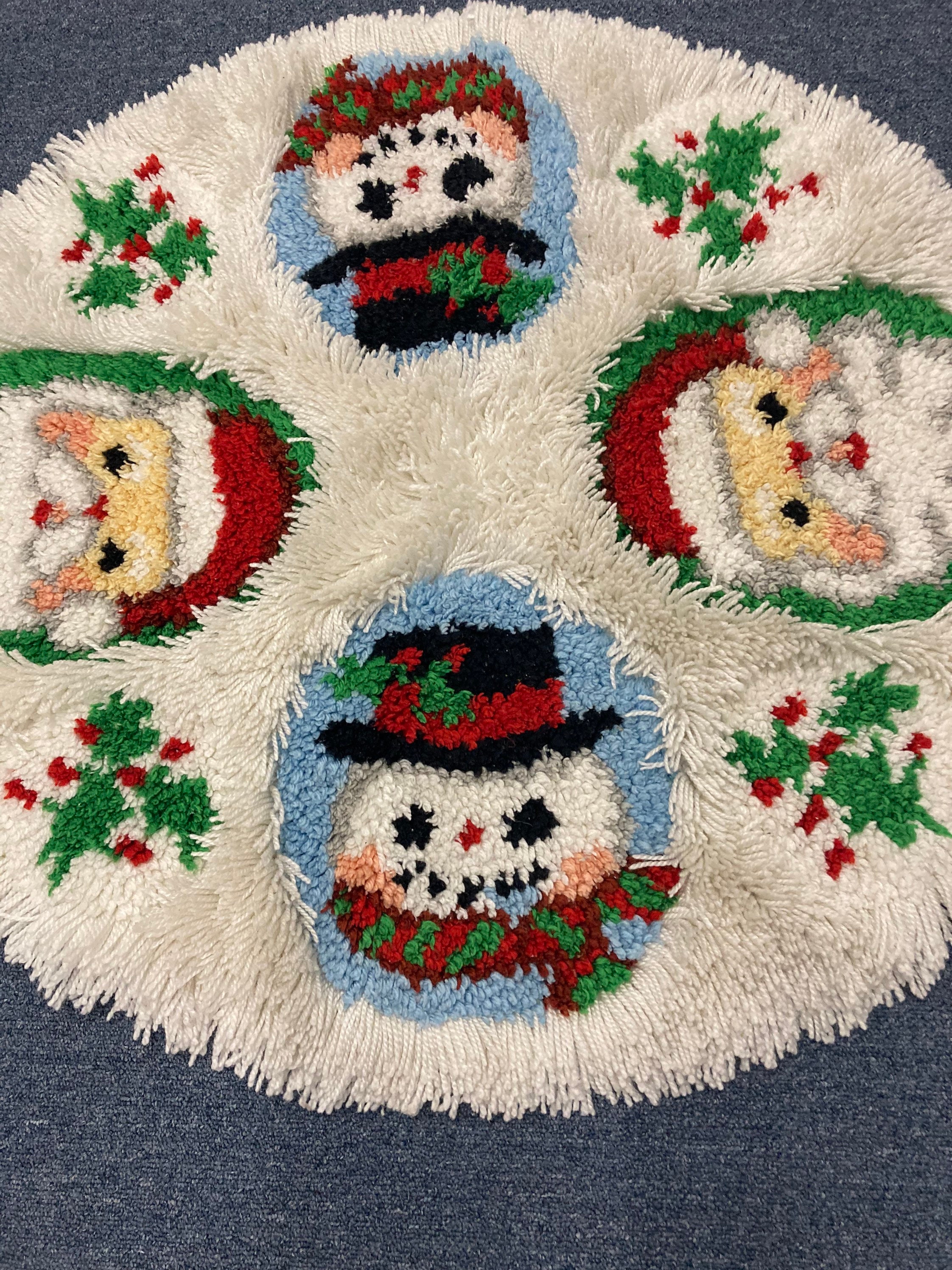 Vintage handmade Christmas hook rug Etsy