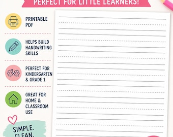 Handwriting Paper: Blank Handwriting Practice Paper with dotted lines for kids | Primary Lined Paper | Handwriting Practice Sheets | PDF