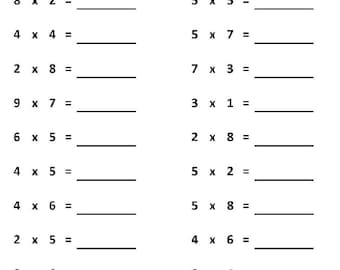 Multiplication 1 Minute Drill: 10 Math Worksheets (PDF), Timed multiplication drills, Math Facts, Practice sheets.