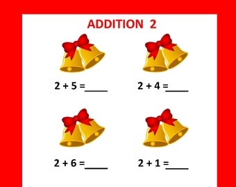 JINGLE BELLS ADDITION A(10 Worksheets) pdf/ Preschool/ Kindergarten/Year 1, 2/Grade 1,2/ Printable worksheets/ Holiday activities/Christmas