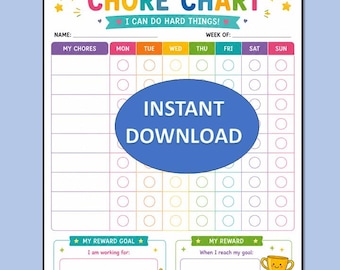 Kids Chore Chart Printable | family chore chart | Daily Responsibility Tracker | Routine Chart | Reward Chart for Kids | PDF| Blank