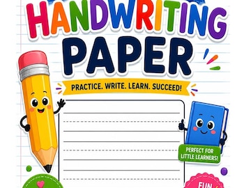 Blank Handwriting Practice Paper with dotted lines for kids | Lined Paper | Preschool Kindergarten Handwriting Blank Sheets, Back to school