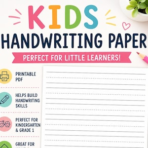 Handwriting Paper: Blank Handwriting Practice Paper with dotted lines for kids | Primary Lined Paper | Handwriting Practice Sheets | PDF
