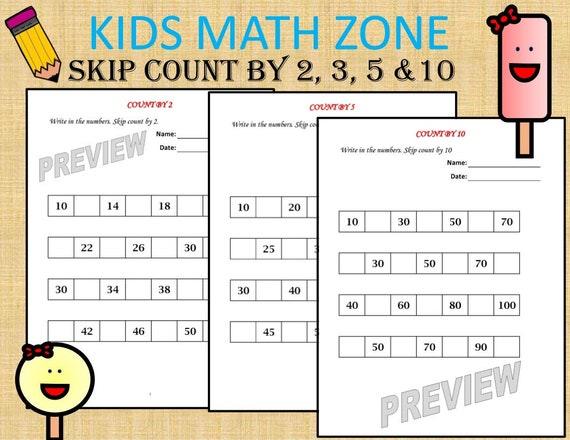 Skip Count Worksheets 16 Worksheets Pdf Kindergarten Year Etsy