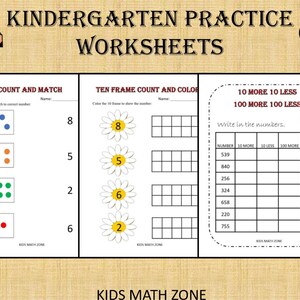 Kindergarten Practice Worksheets 50 Printable Worksheets, Kindergarten worksheets, Preschool, counting number, Homeschool practice image 3