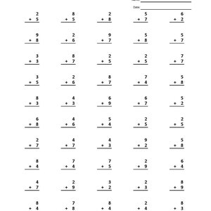 Addition practice sheets, 3 minute drill V (10 Worksheets with answers)/pdf/ Year 1,2,3/ Grade 1,2,3/Printable addition worksheets
