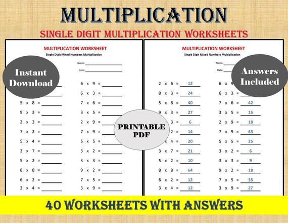 multiplication practice sheets printable worksheets etsy