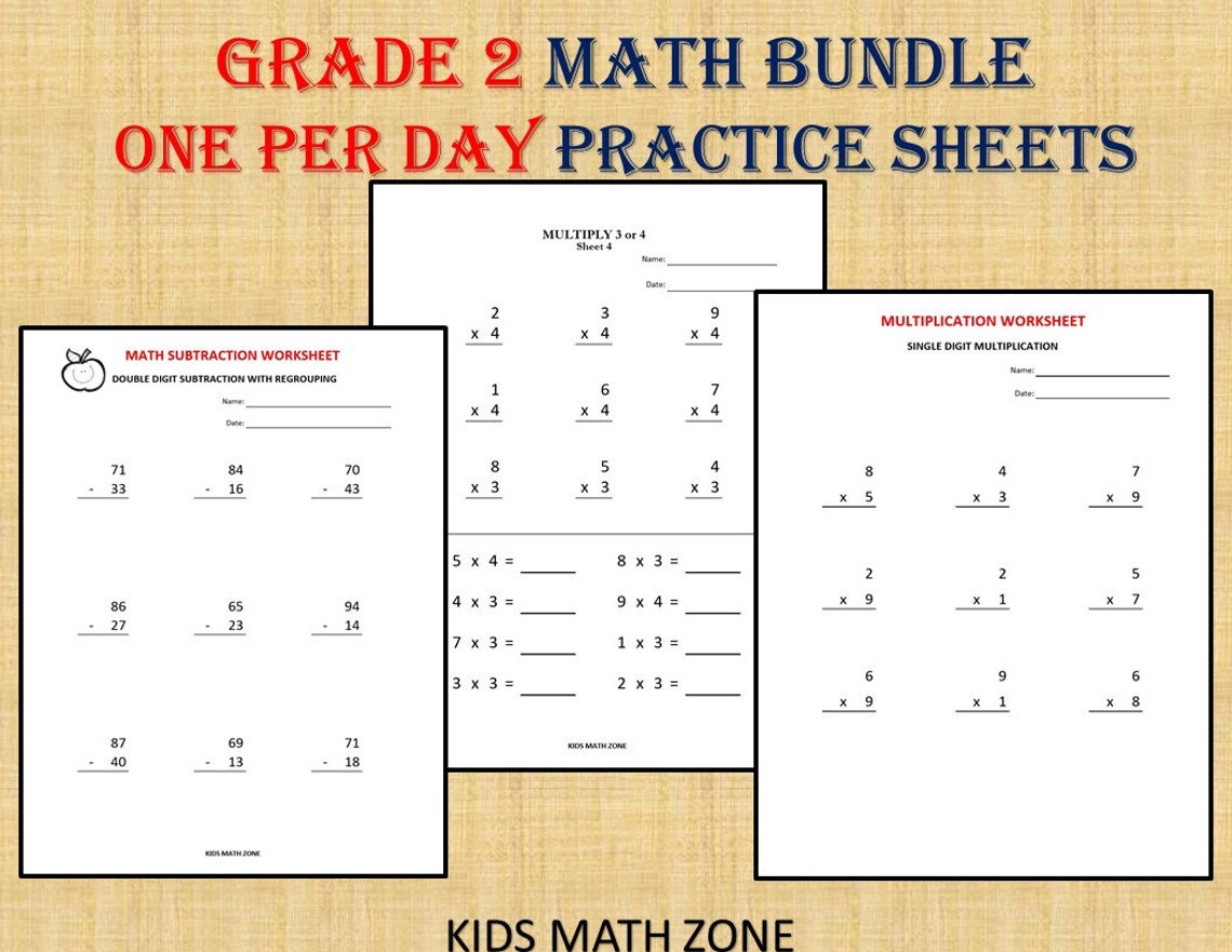grade 2 math workbook one per day 110 math worksheets etsy