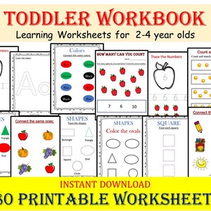 Toddler, Pre-k + K Learning Bundle (220 Printable Worksheets), Kids ...