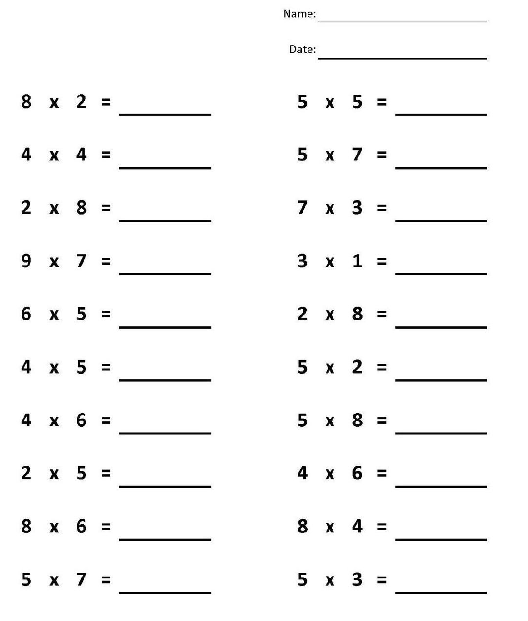 Multiplication 1 Minute Drill: 10 Math Worksheets (PDF), Timed ...