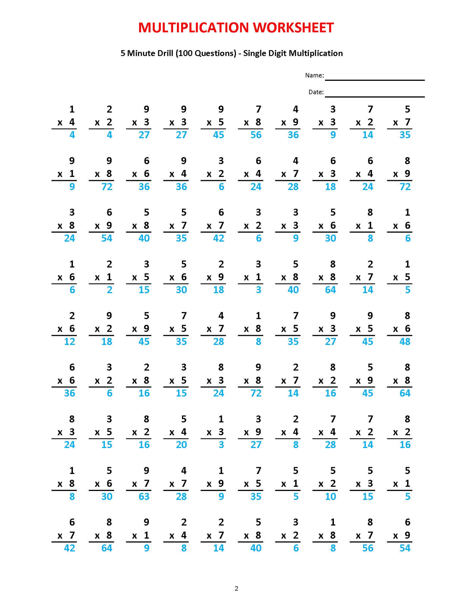 multiplication-5-minute-drill-v-10-math-worksheets-with-etsy-espa-a