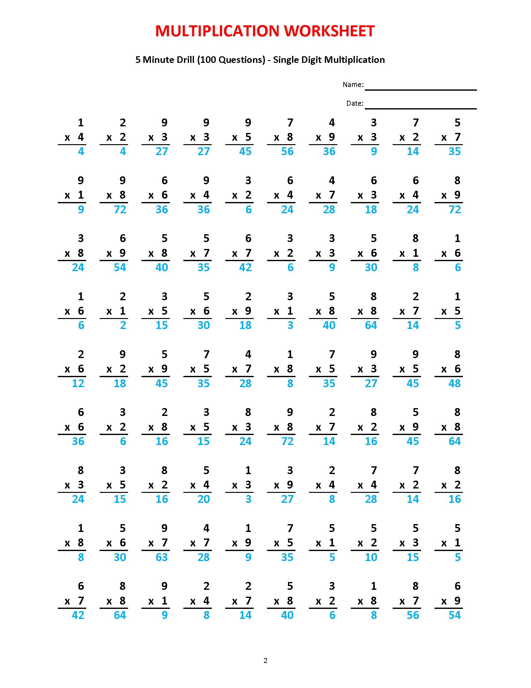 Division Math Drills