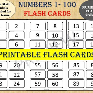 ZAHLEN FLASH KARTEN (Zahlen 1 bis 100) / Basic Math Games / Kindergarten / Lernspiel / Homeschool / Vorschule / Printable /