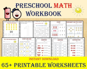 Preschool Math Workbook: 70+ Number Tracing, Addition Activities (PDF)