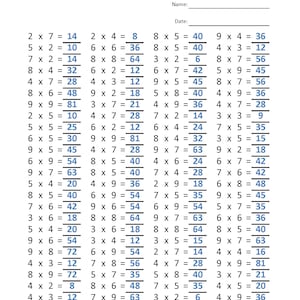 Multiplication 5 minute drill Worksheets with answers/pdf/ Year 2,3,4/ Grade 2,3,4/Printable worksheets/ Basic multiplication image 4