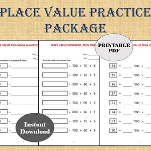 Place Value Worksheets: Math Workbook (32 Pages) (PDF)