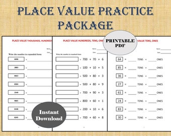 Place Value Worksheets: Math Workbook (32 Pages) (PDF)