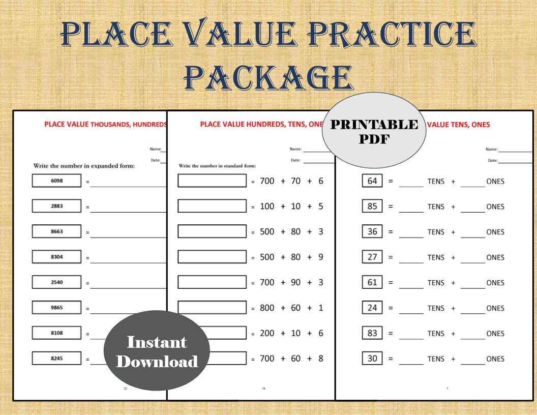 place value worksheets 32 worksheets pdf year 1 2 3 etsy