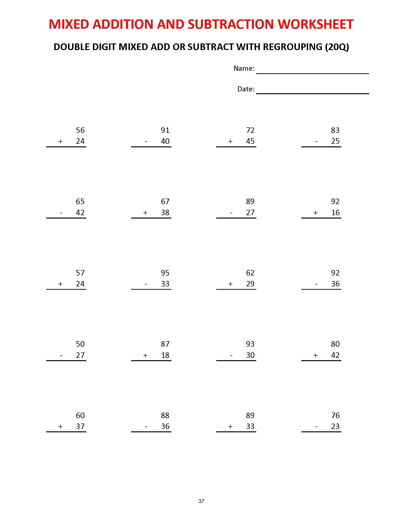 Math Worksheets Addition & Subtraction 30 Worksheets With Answers - Etsy